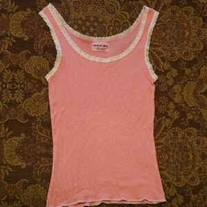 Michael Stars Peachy Pink Lacey and Shiny Tank Top